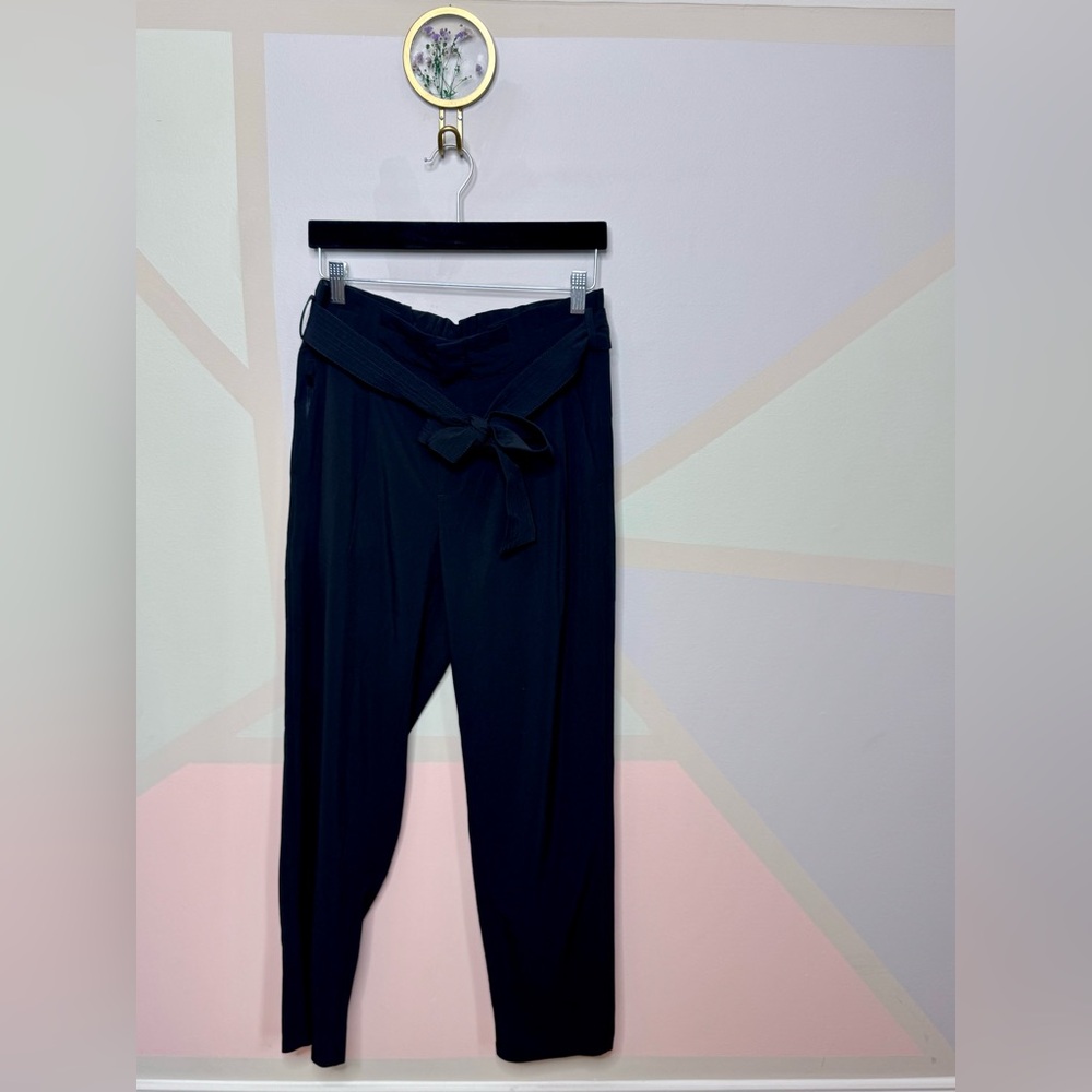 Athleta Black Tie-Waist High-Rise Trousers